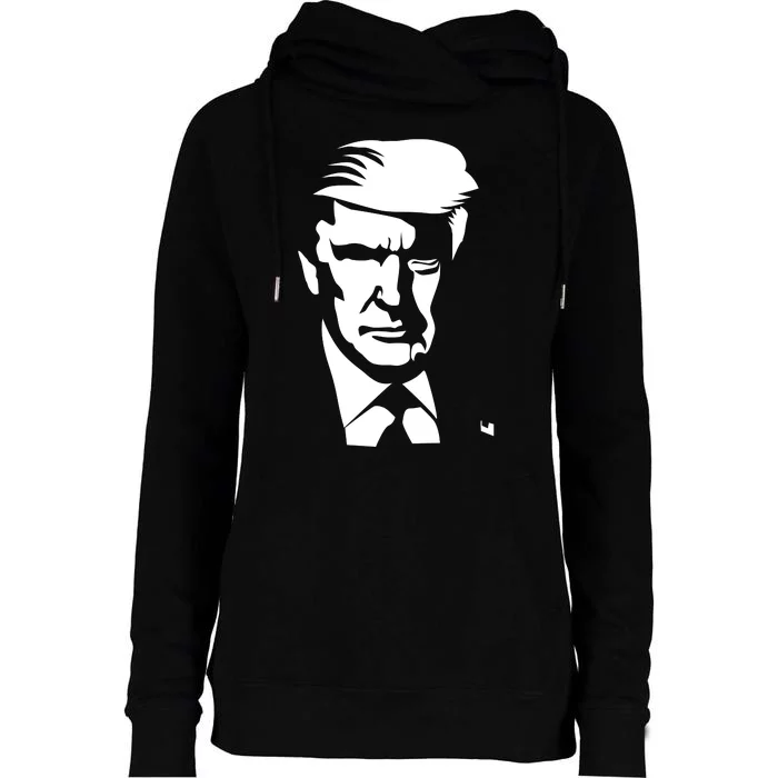 Donald Trump Silhouette Womens Funnel Neck Pullover Hood