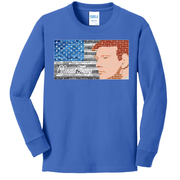 Donald Trump United States Flag Abstract President Kids Long Sleeve Shirt