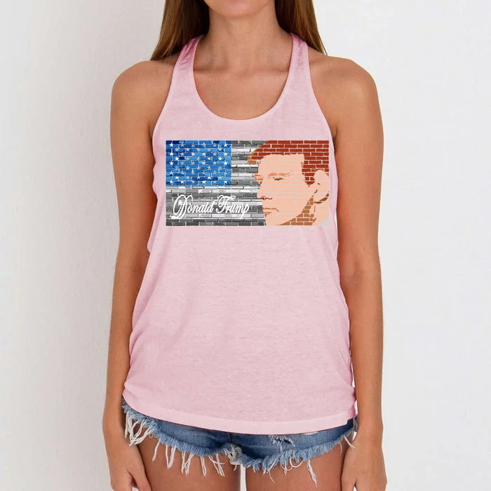 Donald Trump United States Flag Abstract President Women's Knotted Racerback Tank