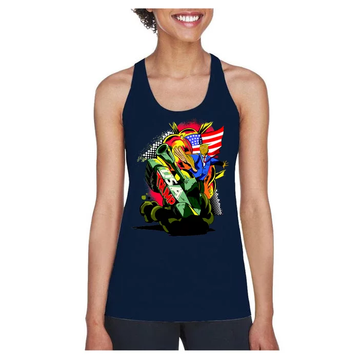 Donald Trump USA Army Tank 2020 President Women's Racerback Tank