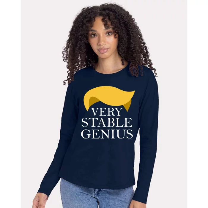 Donald Trump Very Stable Genius Womens Cotton Relaxed Long Sleeve T-Shirt