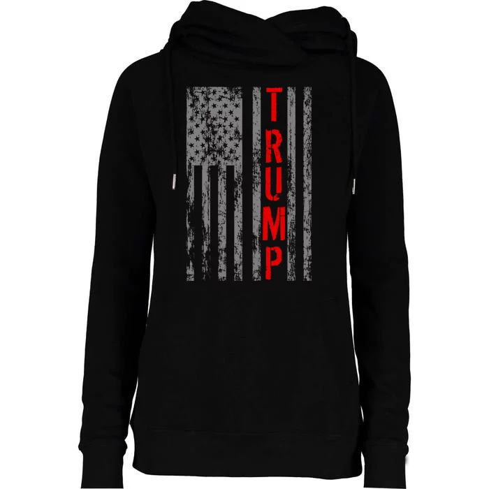 Donald Trump Vintage USA Flag Womens Funnel Neck Pullover Hood