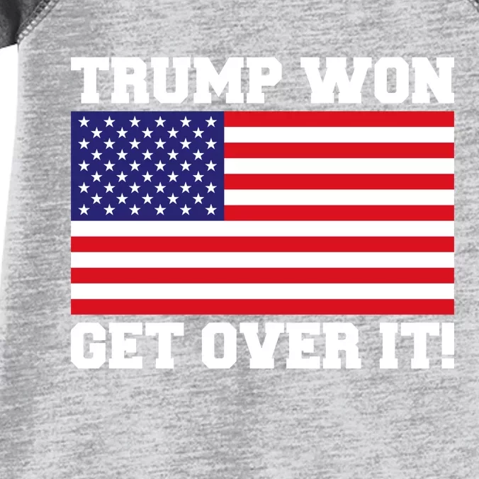 Donald Trump Won Get Over It! USA Flag 45th President Infant Baby Jersey Bodysuit