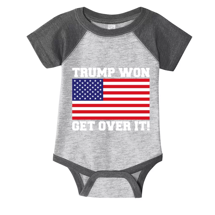 Donald Trump Won Get Over It! USA Flag 45th President Infant Baby Jersey Bodysuit