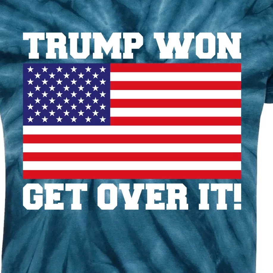 Donald Trump Won Get Over It! USA Flag 45th President Kids Tie-Dye T-Shirt