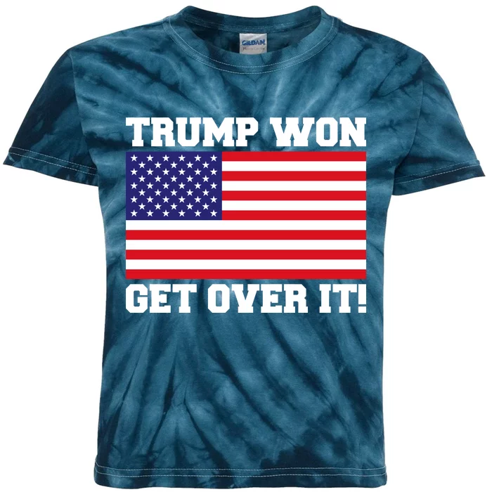 Donald Trump Won Get Over It! USA Flag 45th President Kids Tie-Dye T-Shirt