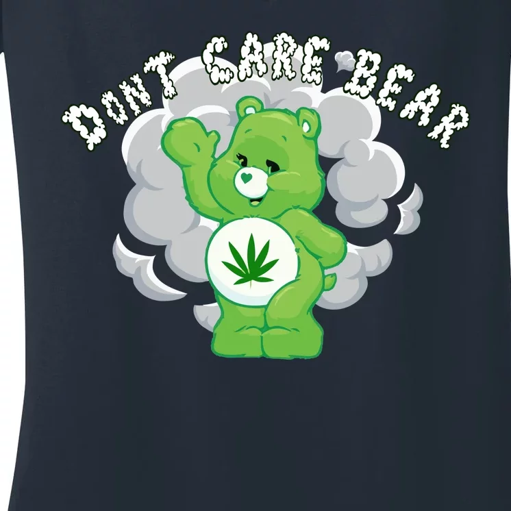 Don't Care Smoking Bear Women's V-Neck T-Shirt