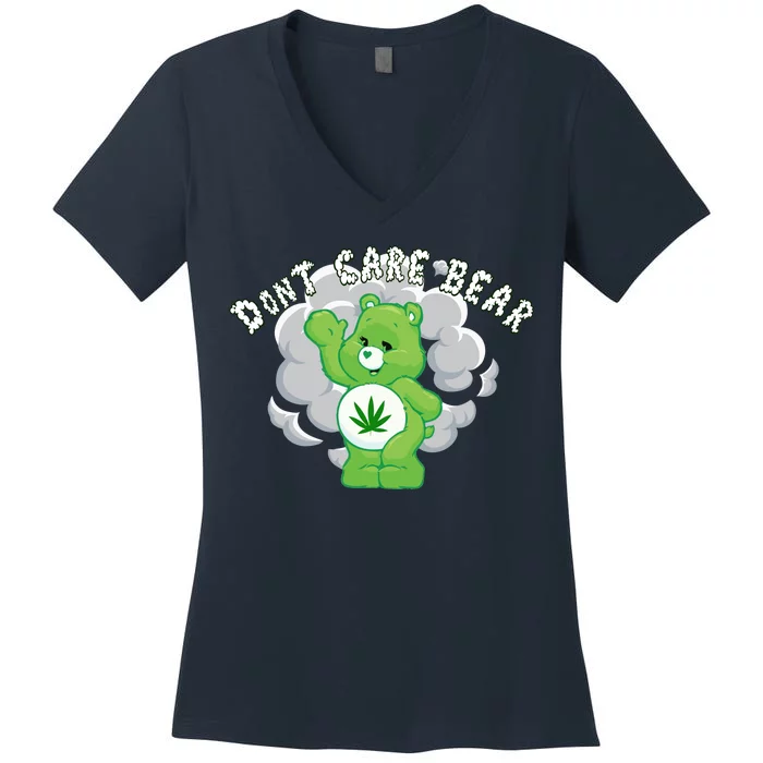 Don't Care Smoking Bear Women's V-Neck T-Shirt