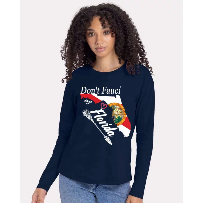 Don't Fauci My Florida Flag Vintage Womens Cotton Relaxed Long Sleeve T-Shirt