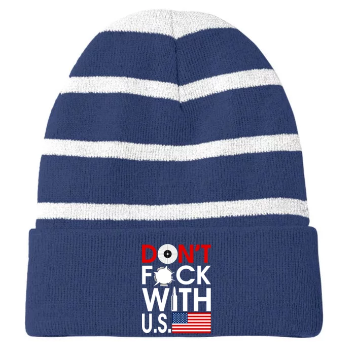 Don't F*ck With US Striped Beanie with Solid Band