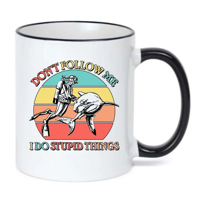 Don't Follow Me I Do Stupid Things Scuba Diver Black Color Changing Mug