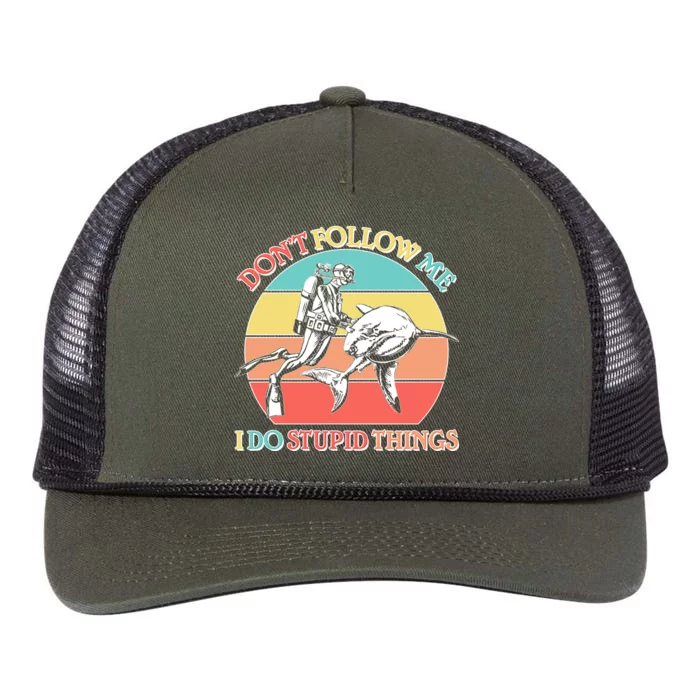 Don't Follow Me I Do Stupid Things Scuba Diver Retro Rope Trucker Hat Cap