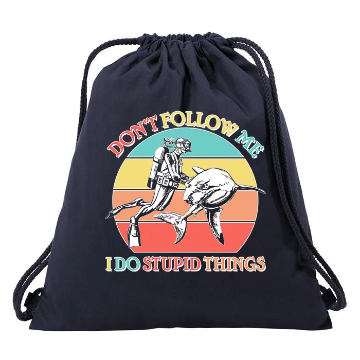 Don't Follow Me I Do Stupid Things Scuba Diver Drawstring Bag