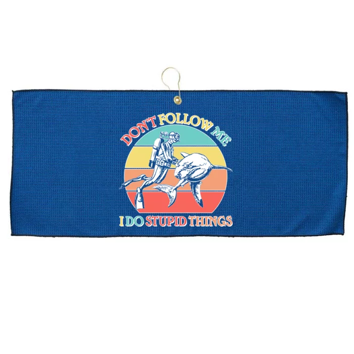 Don't Follow Me I Do Stupid Things Scuba Diver Large Microfiber Waffle Golf Towel