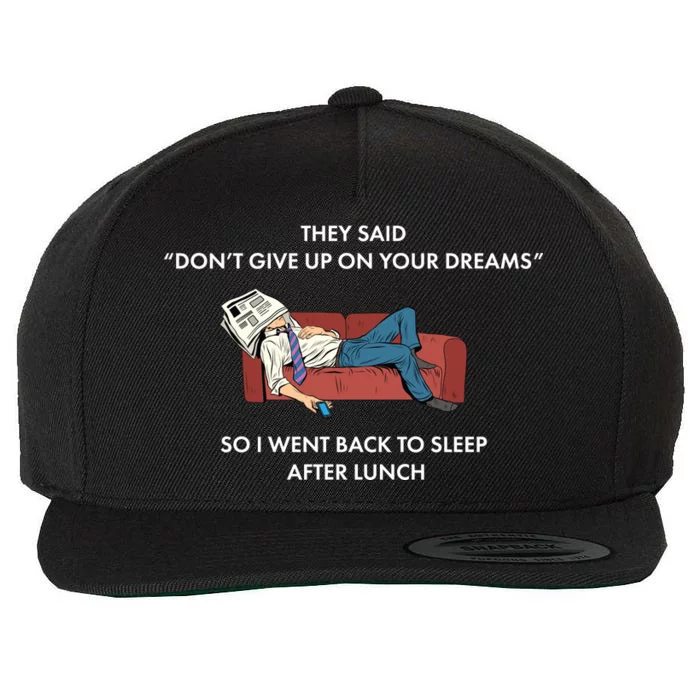 Don't Give Up On Your Dreams Funny Wool Snapback Cap