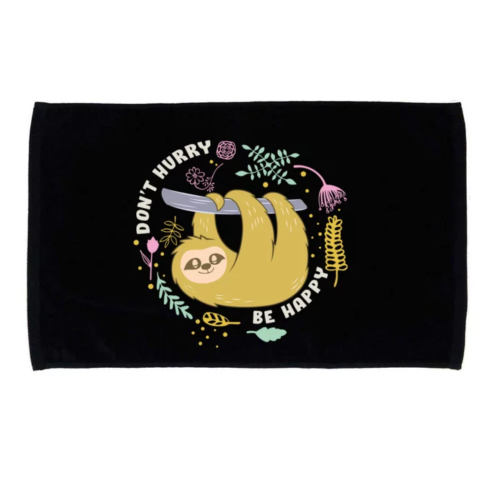 Don't Hurry Be Happy Funny Sloth Microfiber Hand Towel