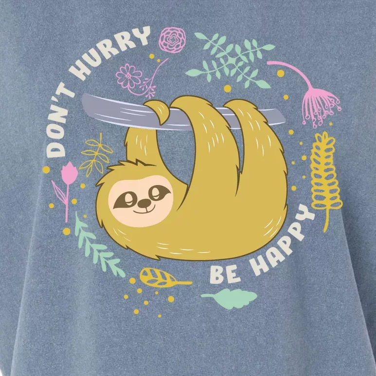 Don't Hurry Be Happy Funny Sloth Garment-Dyed Women's Muscle Tee