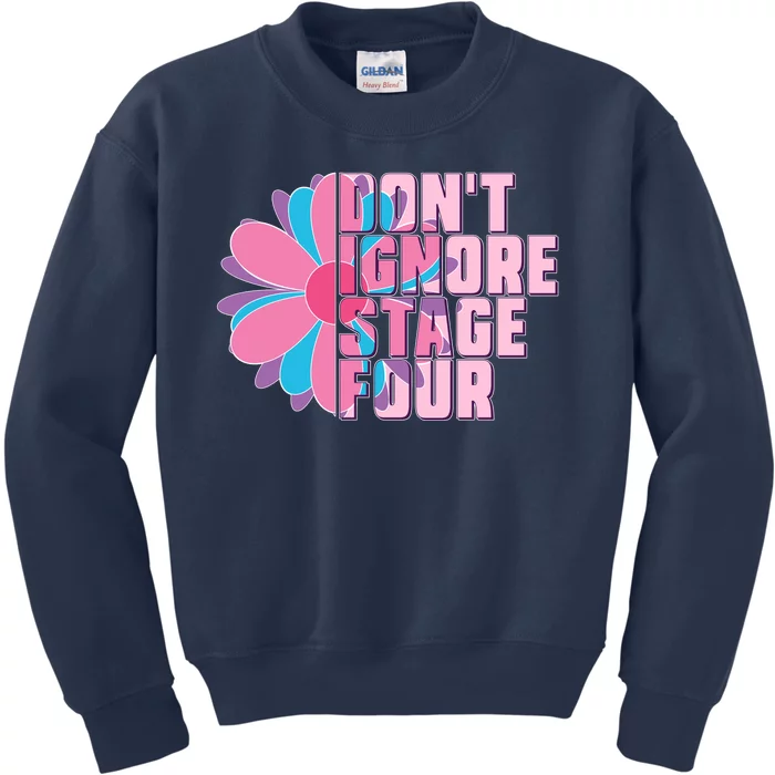 Don't Ignore Stage Four Breast Cancer Awareness Kids Sweatshirt