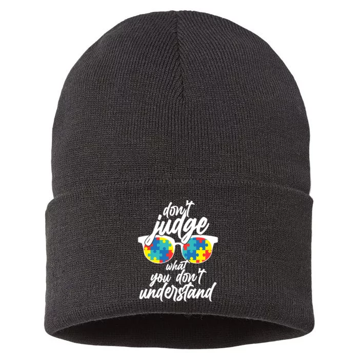 Don't Judge What You Don't Understand Autism Awareness Sustainable Knit Beanie