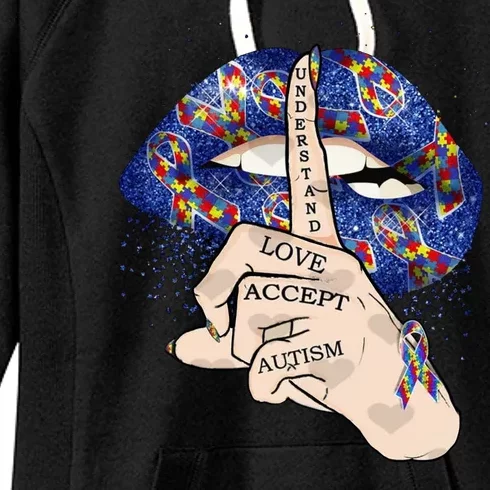 Don't Judge What You Don't Understand Autism Awareness Lip Women's Fleece Hoodie