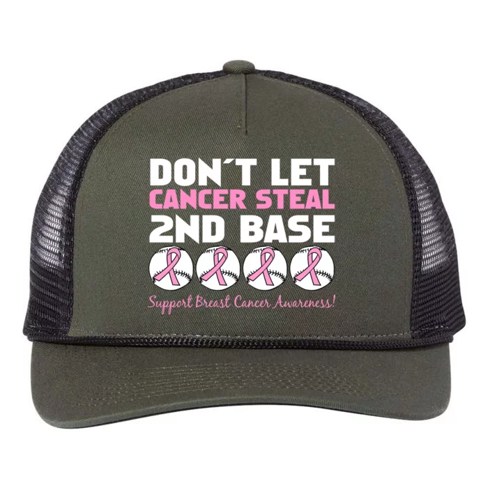 Don't Let Breast Cancer Steal Second 2nd Base Retro Rope Trucker Hat Cap