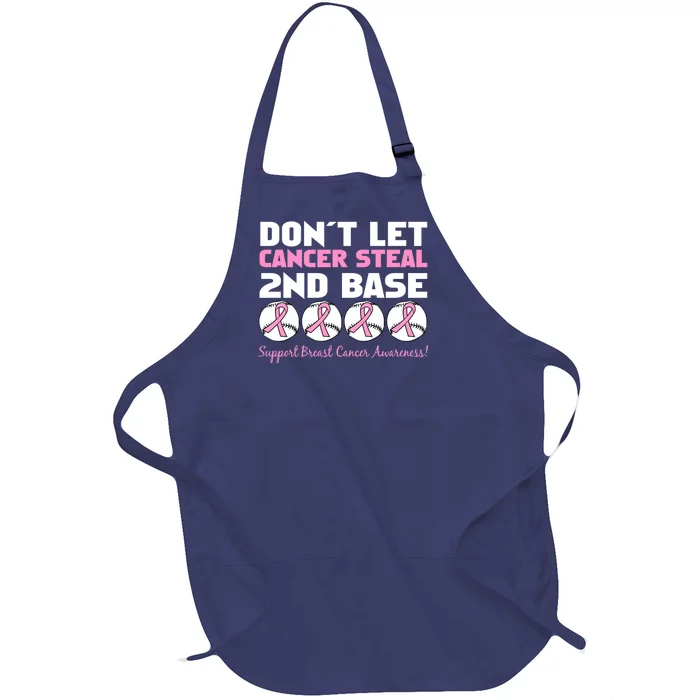 Don't Let Breast Cancer Steal Second 2nd Base Full-Length Apron With Pocket