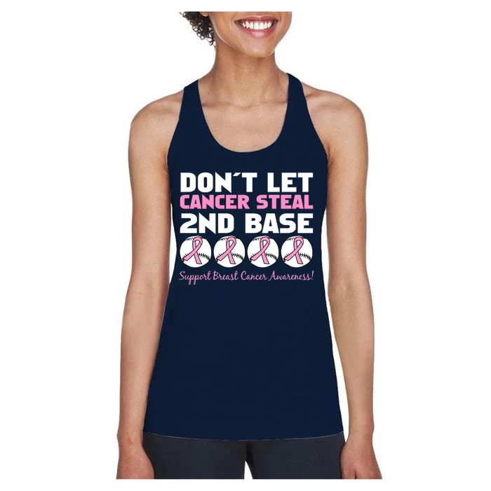 Don't Let Breast Cancer Steal Second 2nd Base Women's Racerback Tank