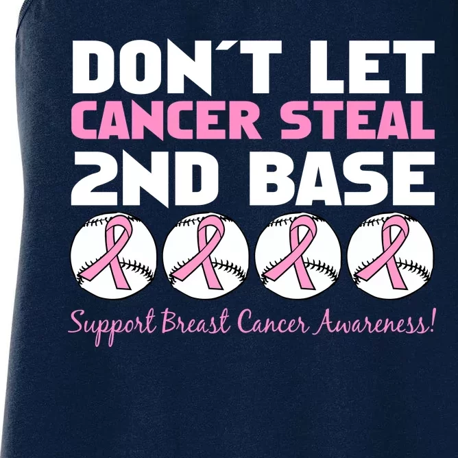 Don't Let Breast Cancer Steal Second 2nd Base Women's Racerback Tank