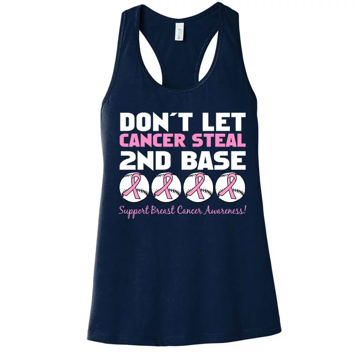 Don't Let Breast Cancer Steal Second 2nd Base Women's Racerback Tank