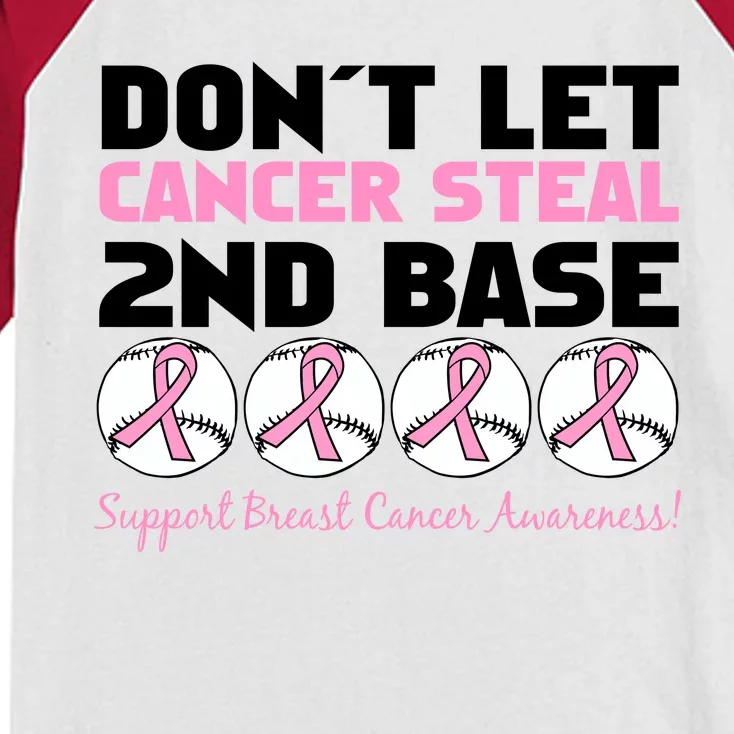 Don't Let Breast Cancer Steal Second 2nd Base Kids Colorblock Raglan Jersey