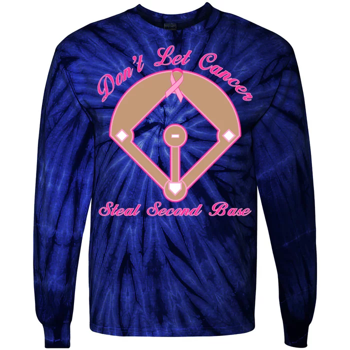 Don't Let Cancer Steal Second Base Diamond Tie-Dye Long Sleeve Shirt