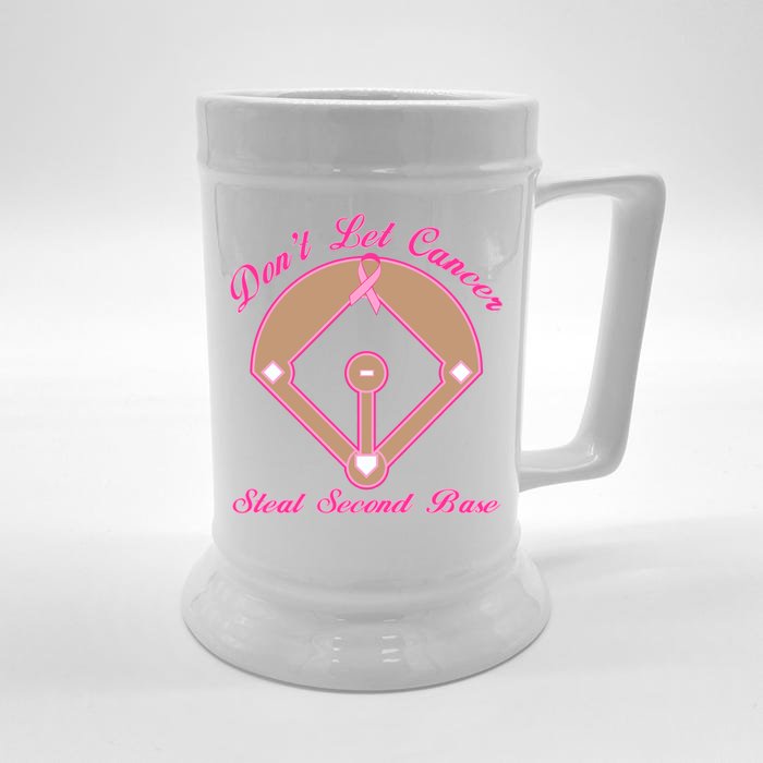 Don't Let Cancer Steal Second Base Diamond Front & Back Beer Stein