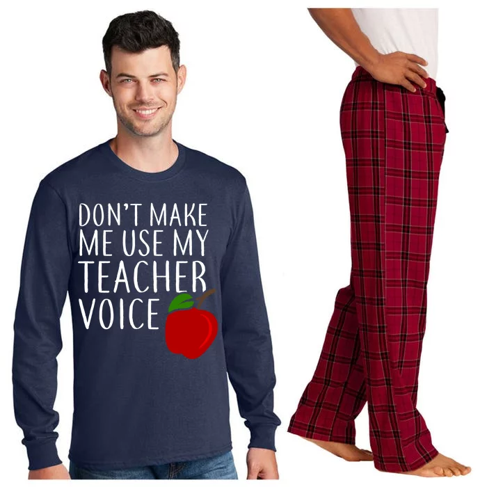 Don't Make Me Use My Teacher Voice Apple Long Sleeve Pajama Set