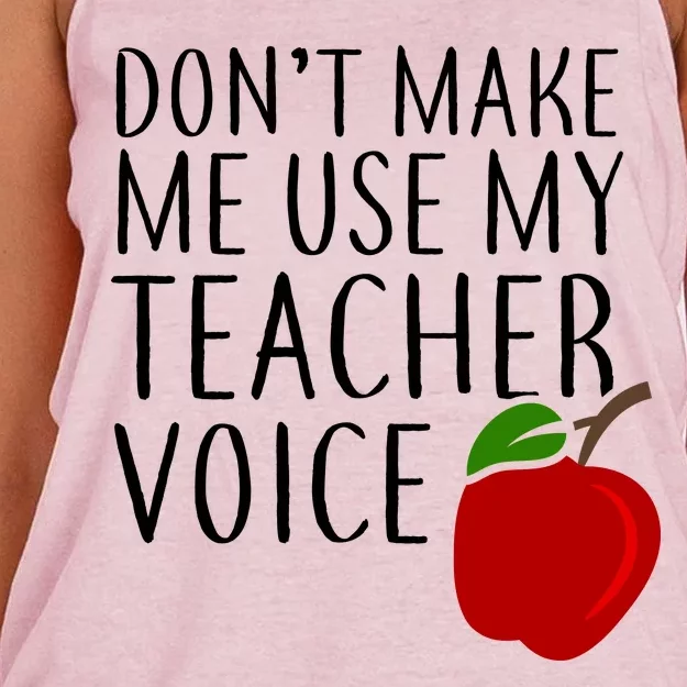 Don't Make Me Use My Teacher Voice Apple Women's Knotted Racerback Tank