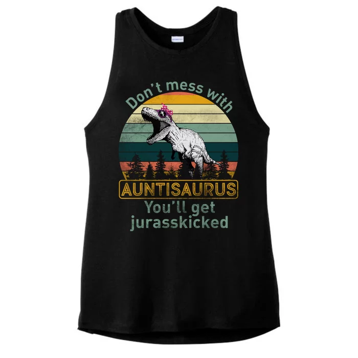 Don't Mess WIth Auntisaurus Ladies Tri-Blend Wicking Tank