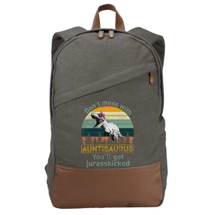 Don't Mess WIth Auntisaurus Cotton Canvas Backpack