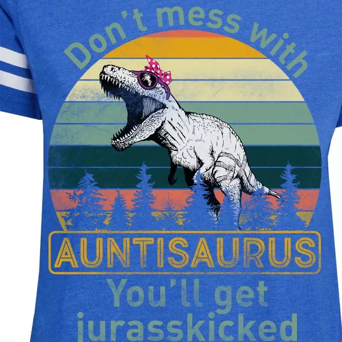 Don't Mess WIth Auntisaurus Enza Ladies Jersey Football T-Shirt