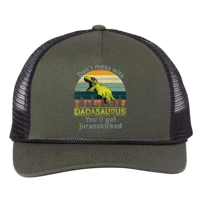 Don't Mess With Dadasaurus Retro Rope Trucker Hat Cap