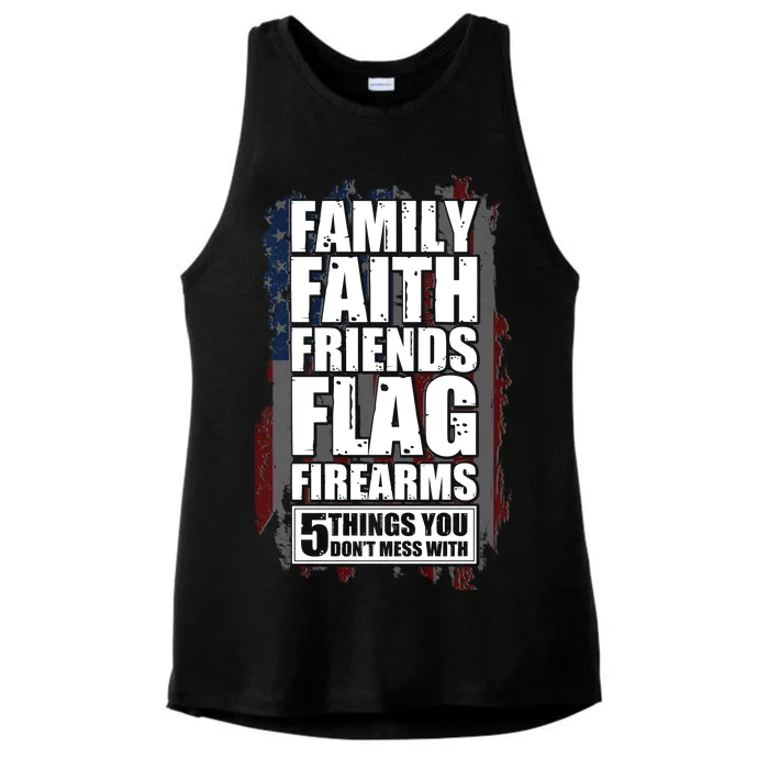 Don't Mess With Family Faith Friends Flag Firearms Ladies Tri-Blend Wicking Tank