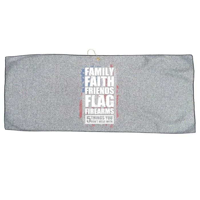 Don't Mess With Family Faith Friends Flag Firearms Large Microfiber Waffle Golf Towel