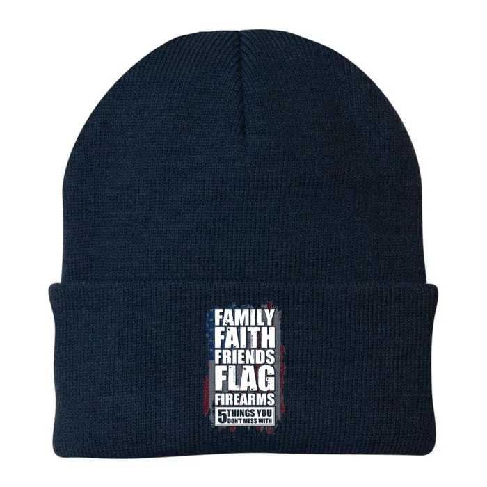 Don't Mess With Family Faith Friends Flag Firearms Knit Cap Winter Beanie