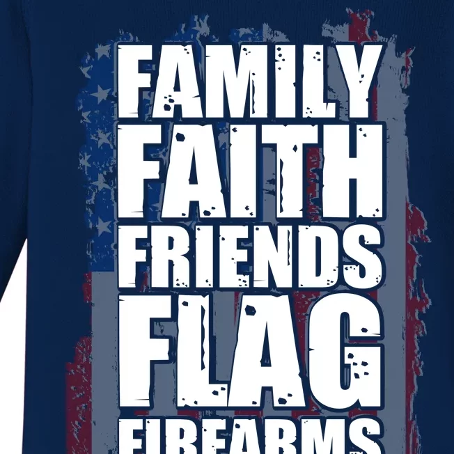 Don't Mess With Family Faith Friends Flag Firearms Baby Long Sleeve Bodysuit