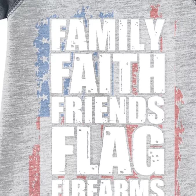 Don't Mess With Family Faith Friends Flag Firearms Infant Baby Jersey Bodysuit