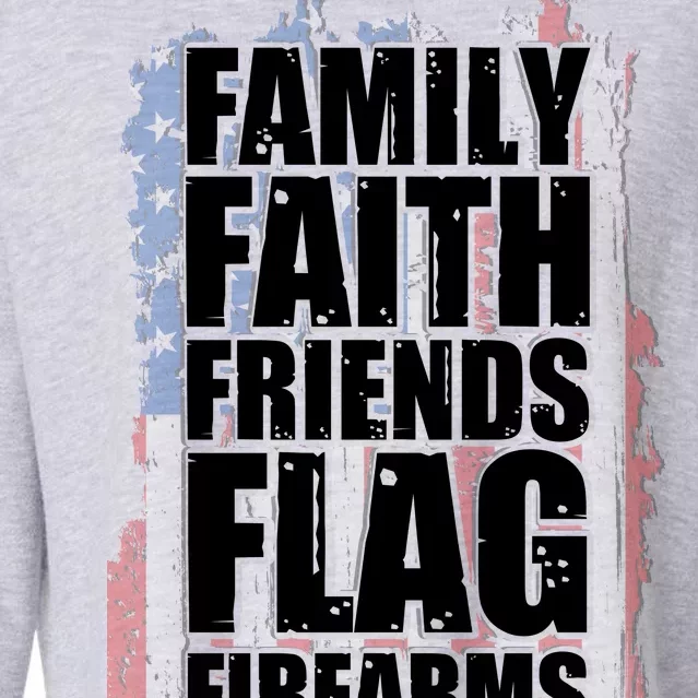 Don't Mess With Family Faith Friends Flag Firearms Cropped Pullover Crew