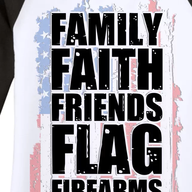 Don't Mess With Family Faith Friends Flag Firearms Women's Tri-Blend 3/4-Sleeve Raglan Shirt