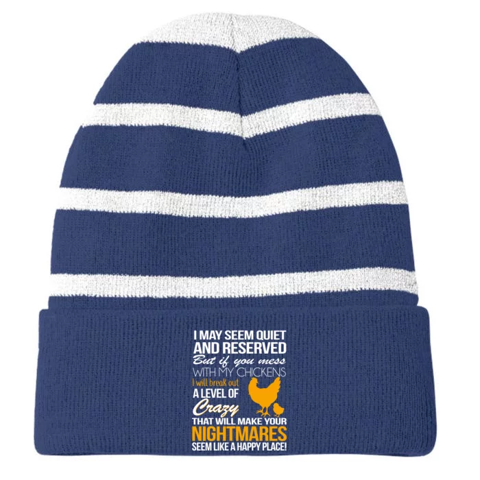 Don't Mess With My Chickens Striped Beanie with Solid Band