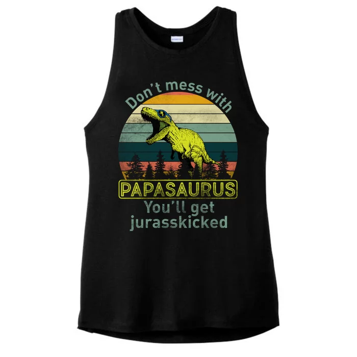 Don't Mess With Papasaurus Ladies Tri-Blend Wicking Tank