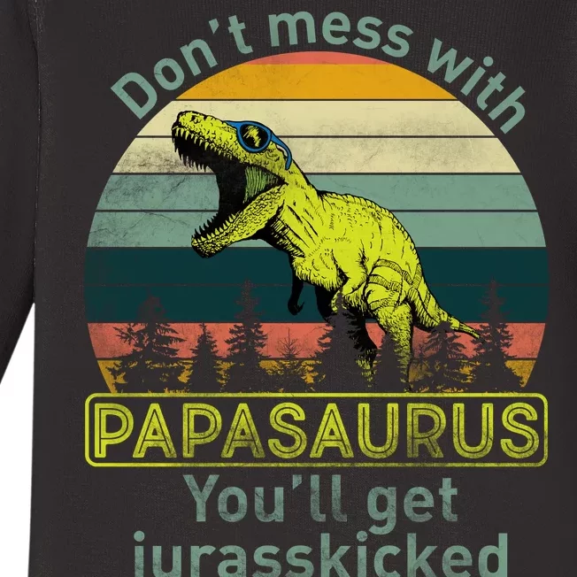 Don't Mess With Papasaurus Baby Long Sleeve Bodysuit