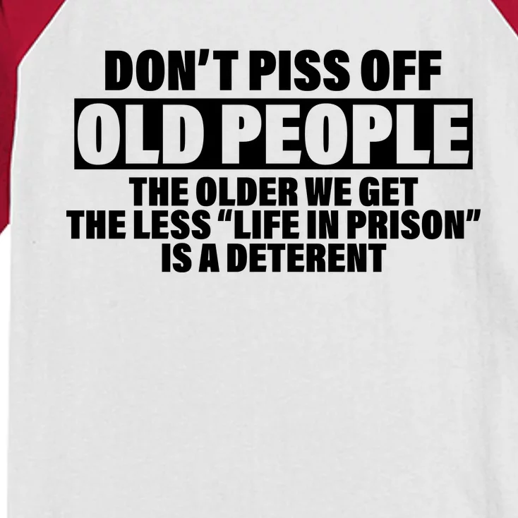 Don't Piss Off Old People Funny Kids Colorblock Raglan Jersey