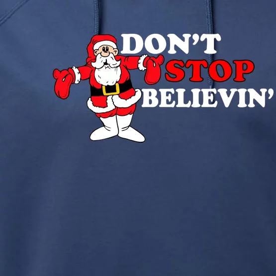 Don't Stop Believin Santa Performance Fleece Hoodie